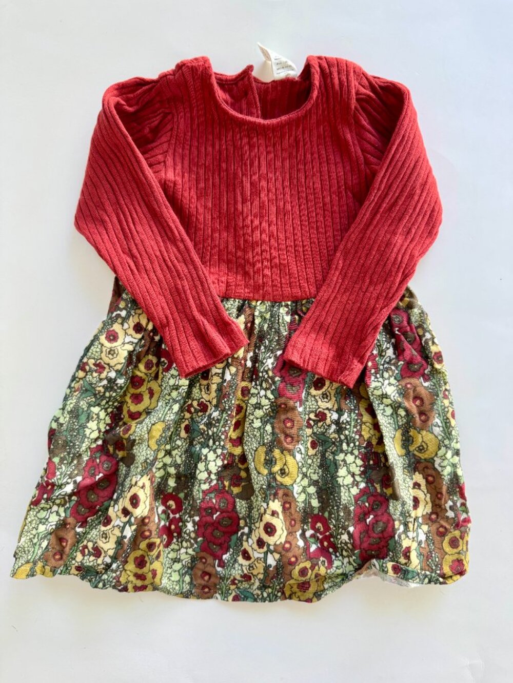 Kate Quinn Ribbed Hollyhock Floral Fall Dress 18-24M